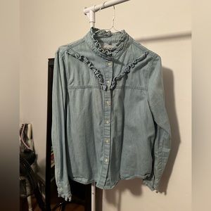 Ruffle Denim Shirt